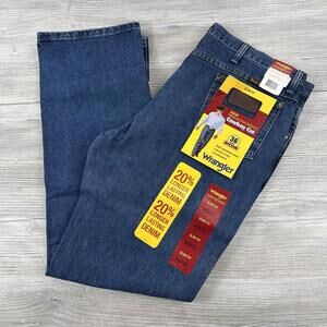 Wrangler 36MWZ Jeans Mens 38x32 Dark Wash Slim Fit All Cotton NWT
